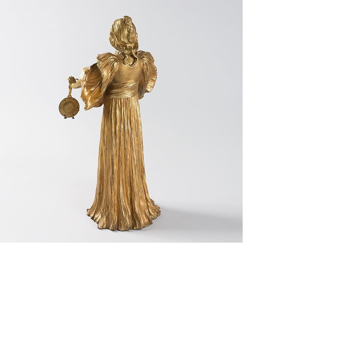 French Art Nouveau Gilt Bronze Sculpture by Agathon Léonard In Excellent Condition In New York, NY