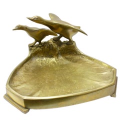 French Art Nouveau Gilt Bronze Tray by Marionnet Signed "A. Marionnet", Paris
