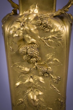 French Art Nouveau Gilt Bronze Vase, circa 1880