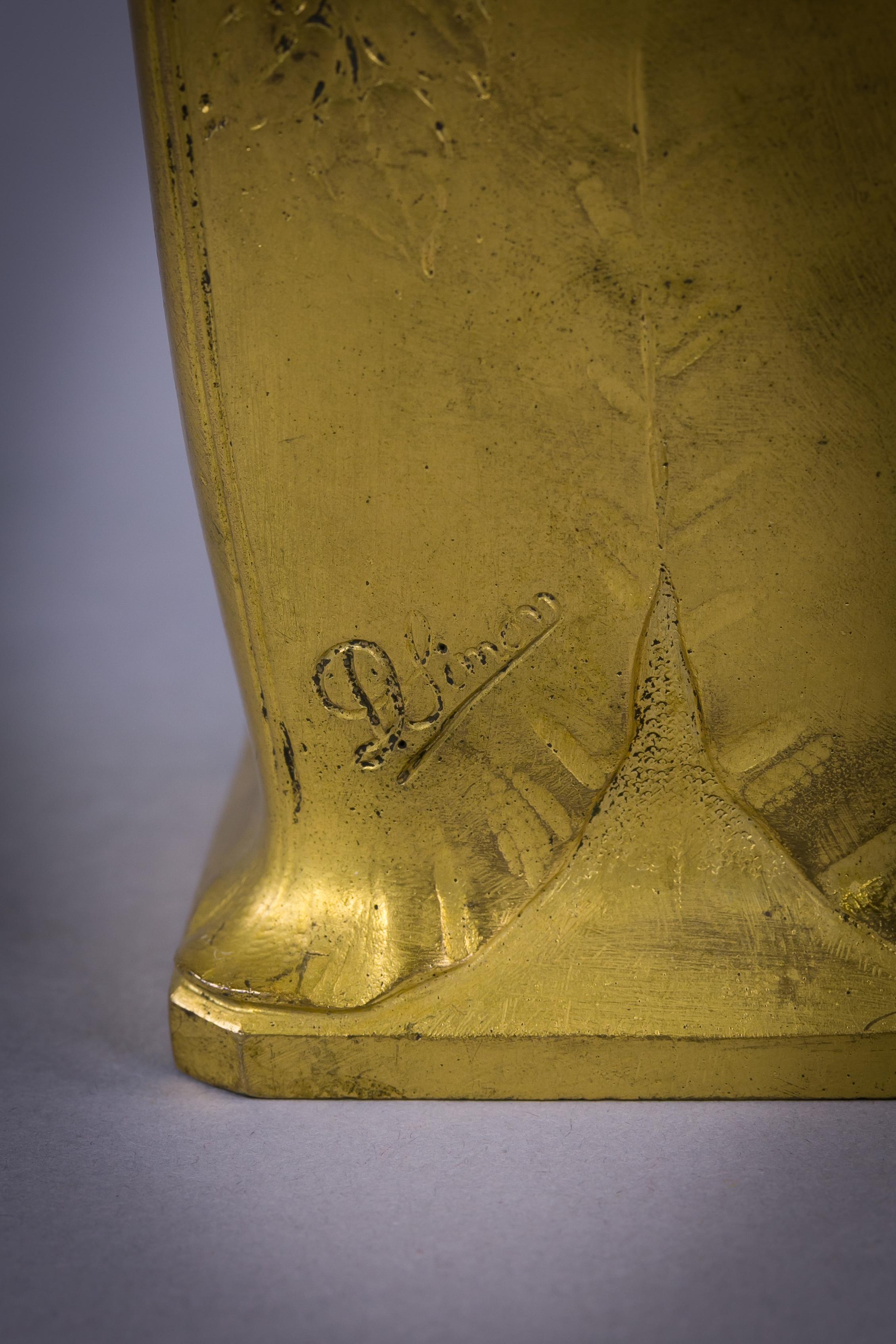 Late 19th Century French Art Nouveau Gilt Bronze Vase, circa 1880 For Sale