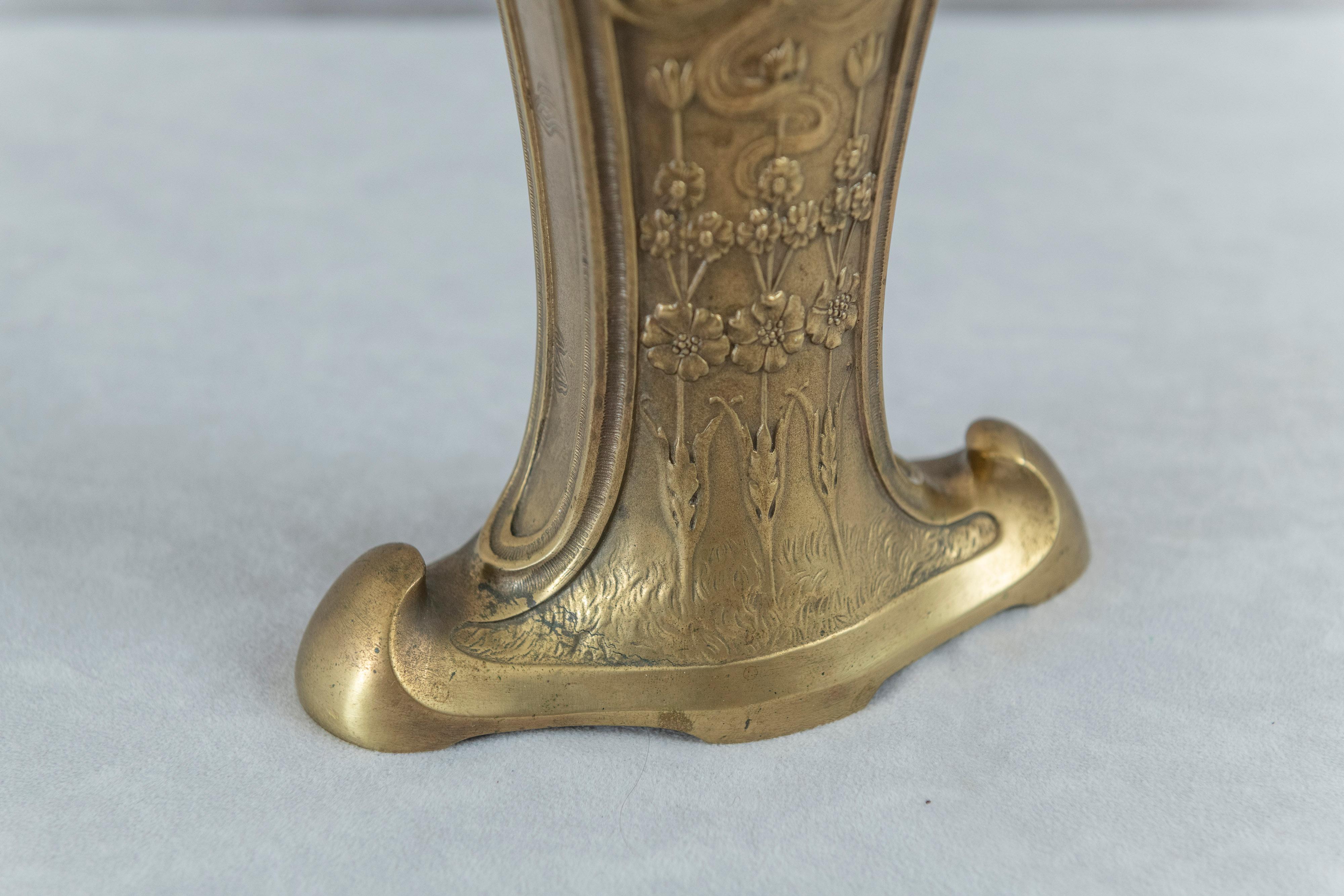 French Art Nouveau Gilt Bronze Vase, Louchet Foundry ca. 1900 1