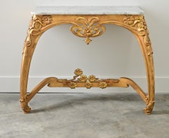 French Art Nouveau Gilt Console Table