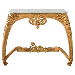 French Art Nouveau Gilt Console Table
