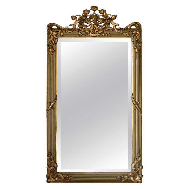 French Art Nouveau Gilt Fireplace Mantel Mirror 1900s