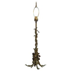 French Art Nouveau Gilt Serpent / Snake Table Lamp with Copper Roses