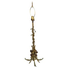Antique French Art Nouveau Gilt Serpent / Snake Table Lamp with Copper Roses