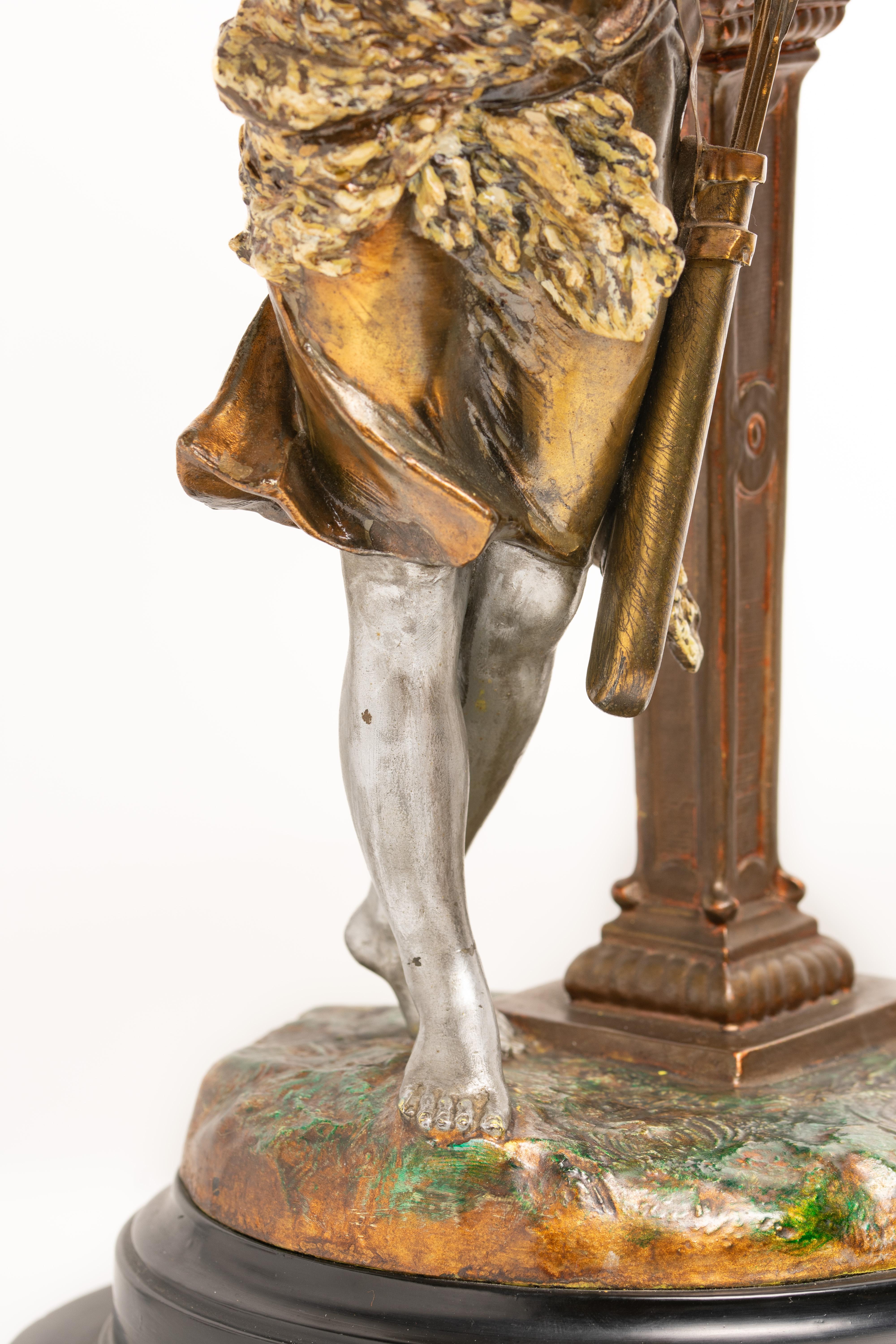 Art Nouveau Glas und Zinn Skulpturale Lampe für Damen oder Herren im Angebot