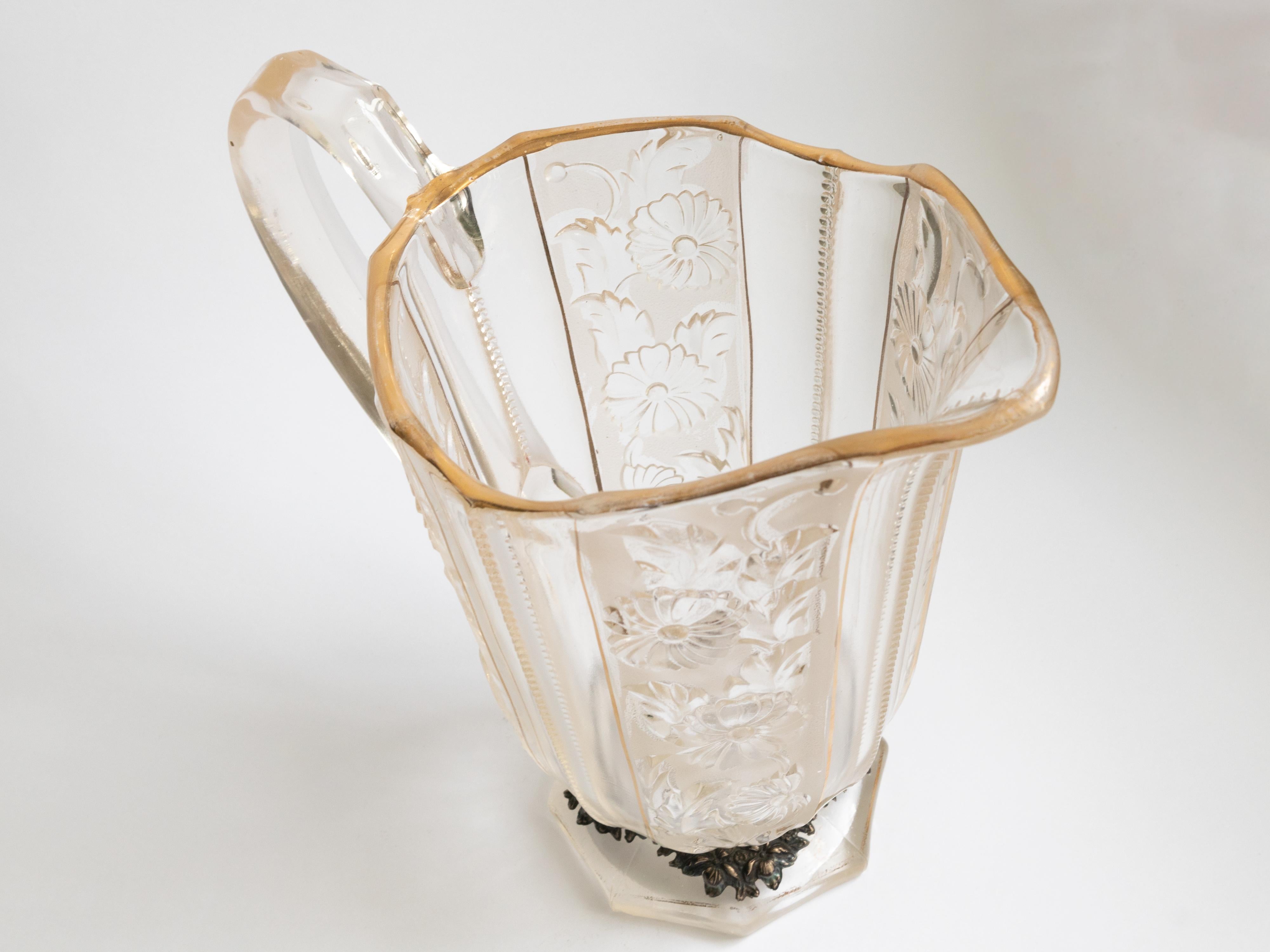 Pichet en verre argenté Art Nouveau français, 20e siècle en vente 4