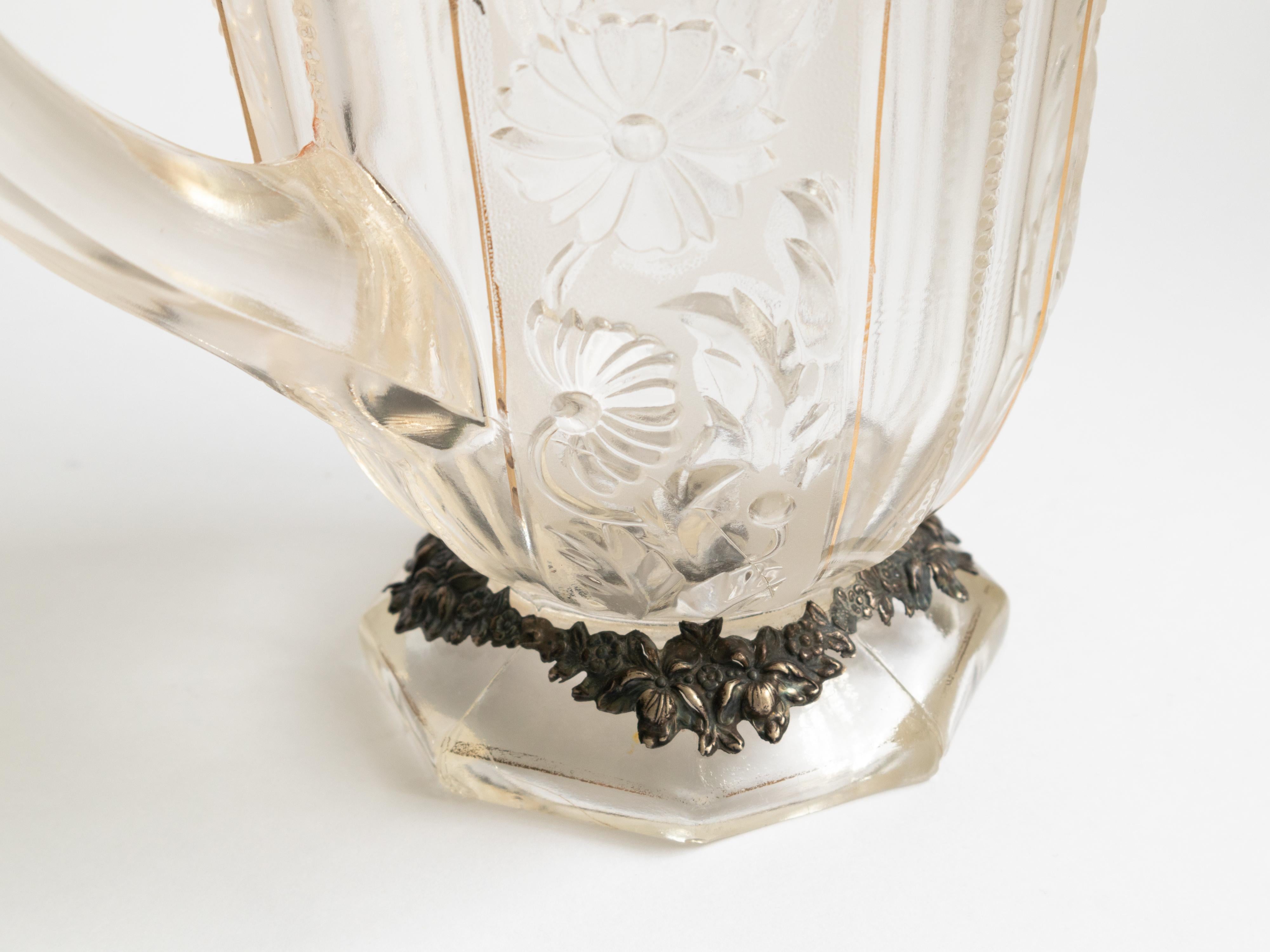 Pichet en verre argenté Art Nouveau français, 20e siècle en vente 6