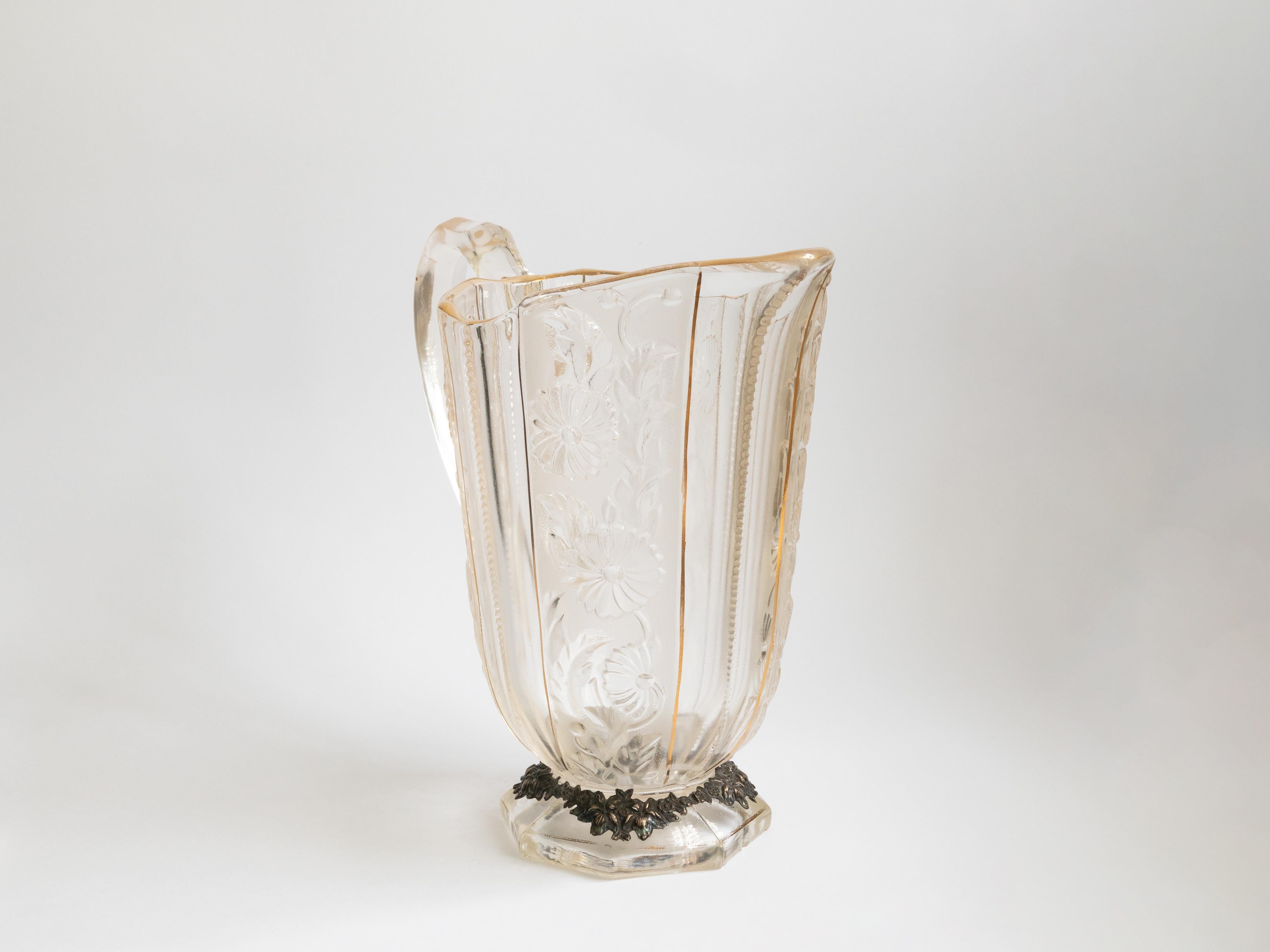 Français Pichet en verre argenté Art Nouveau français, 20e siècle en vente