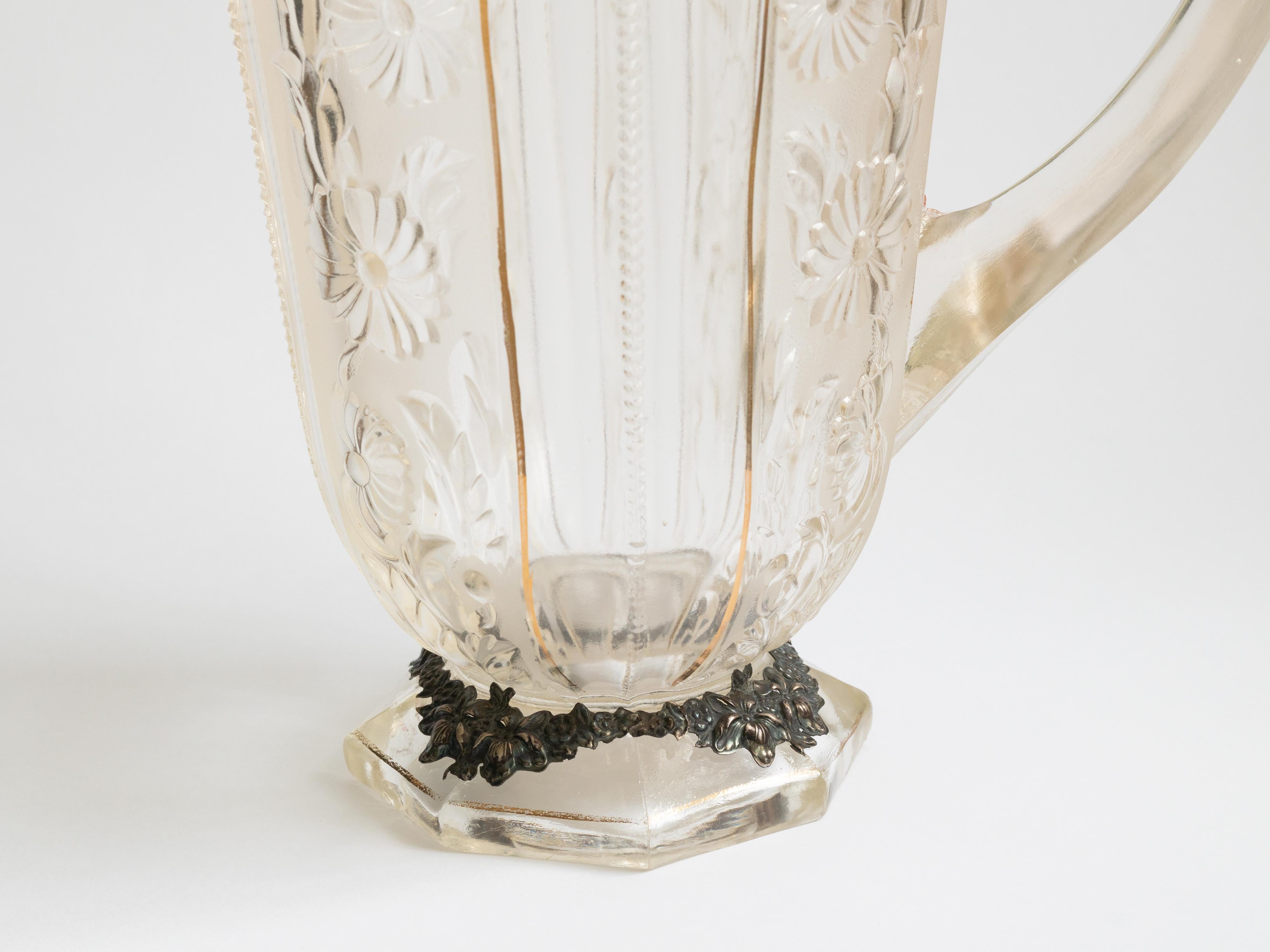 Argenté Pichet en verre argenté Art Nouveau français, 20e siècle en vente