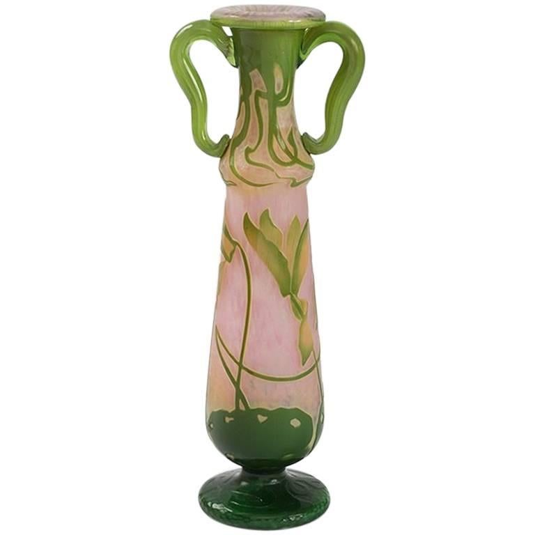 French Art Nouveau Glass Vase by Daum Nancy