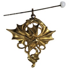 French Art Nouveau Gold Gargoyle Pendant