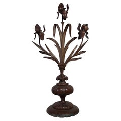 Candelabro francés Art Nouveau Grand Bronce Iris, ca. 1900