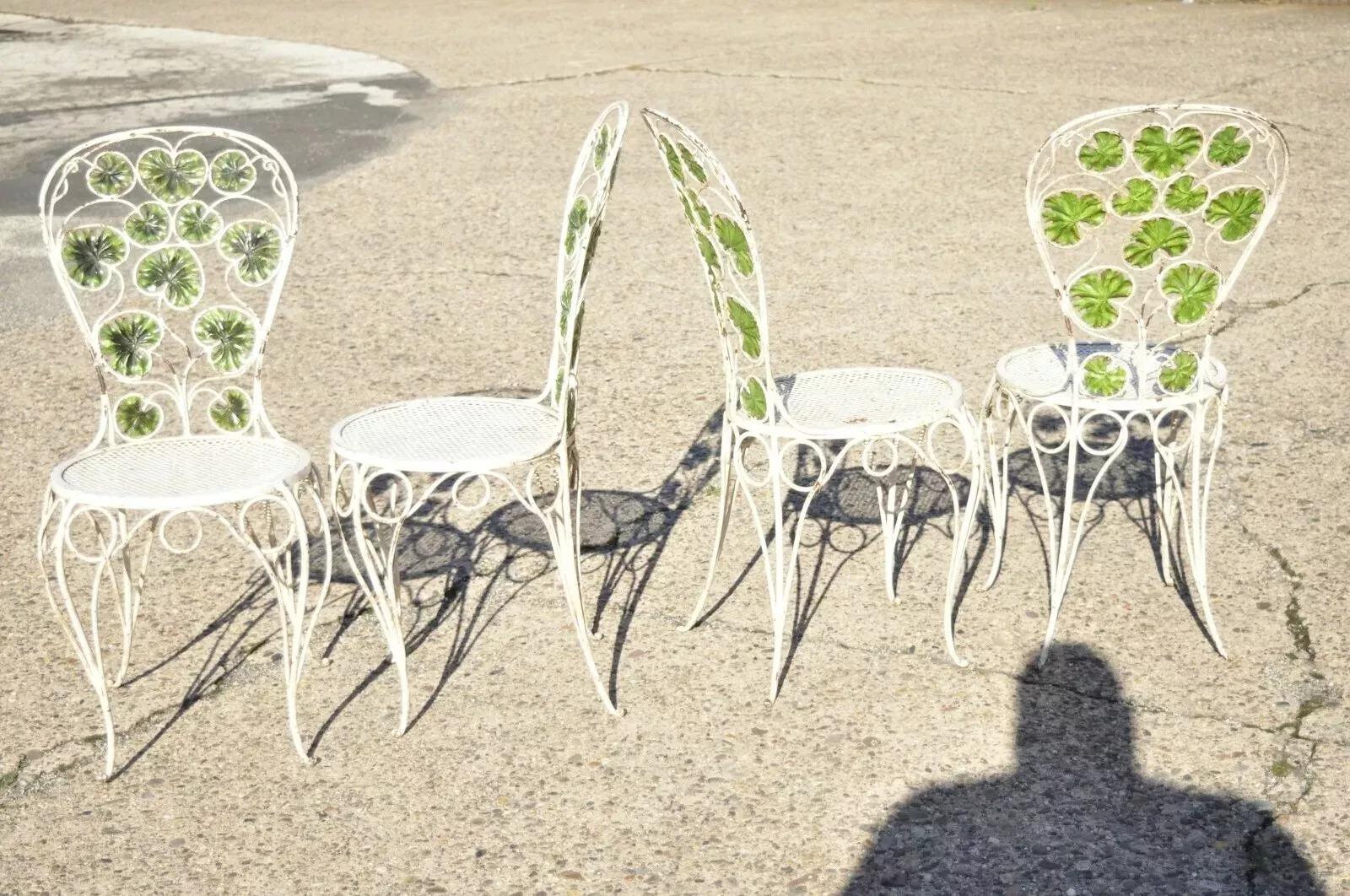 Ensemble de salle à manger de jardin Art Nouveau français en feuilles d'érable vert - 5 pièces en vente 5