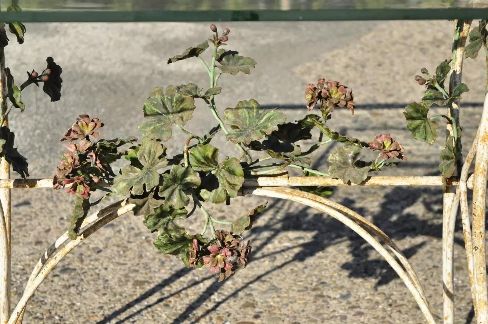 20ième siècle Ensemble de salle à manger de jardin Art Nouveau français en feuilles d'érable vert - 5 pièces en vente