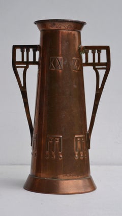 French Art Nouveau Hammered Copper Vases, Circa 1900