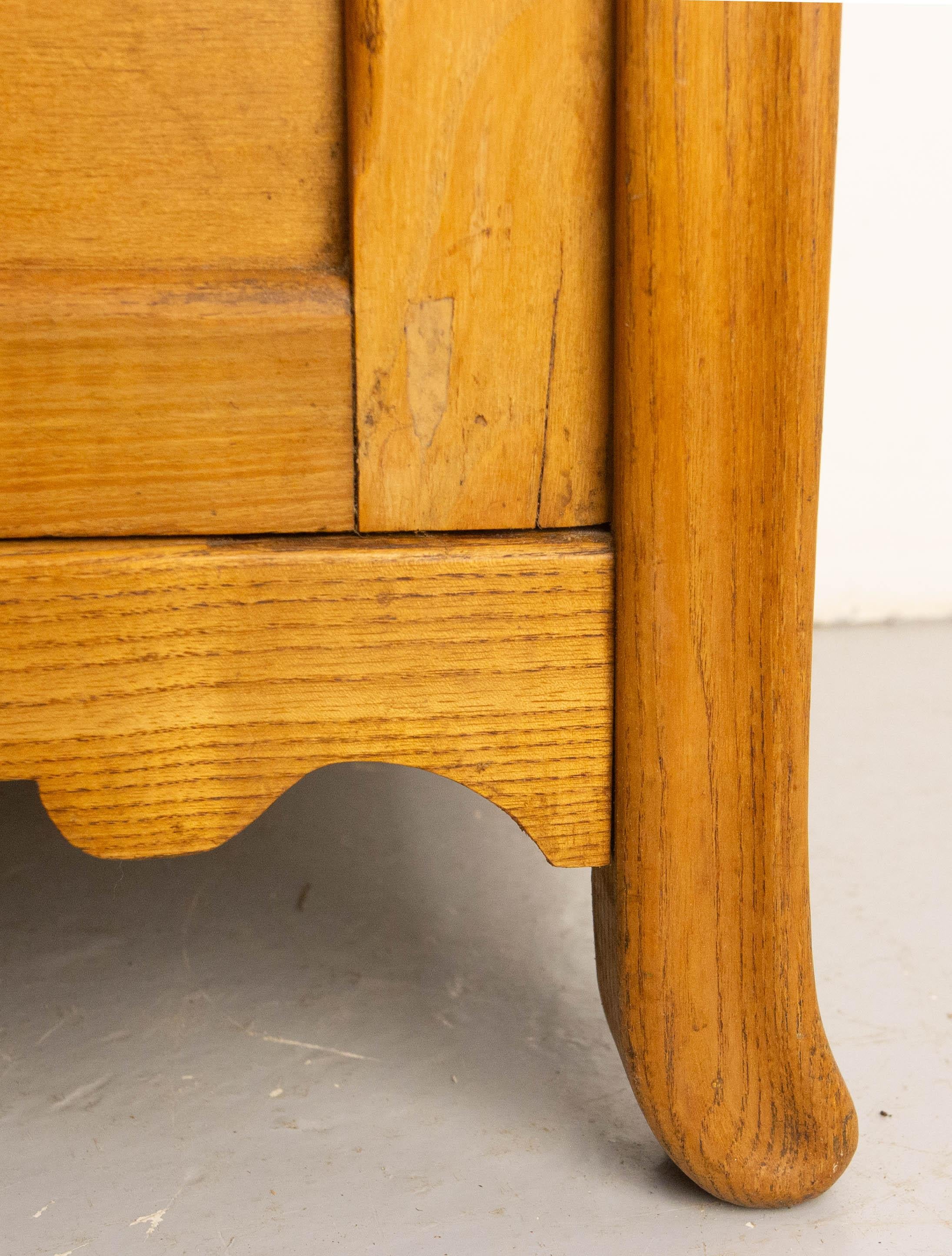 Mesa auxiliar alta francesa Art Nouveau Madera de fresno y mármol Pedestal de entrada c 1920 en venta 2