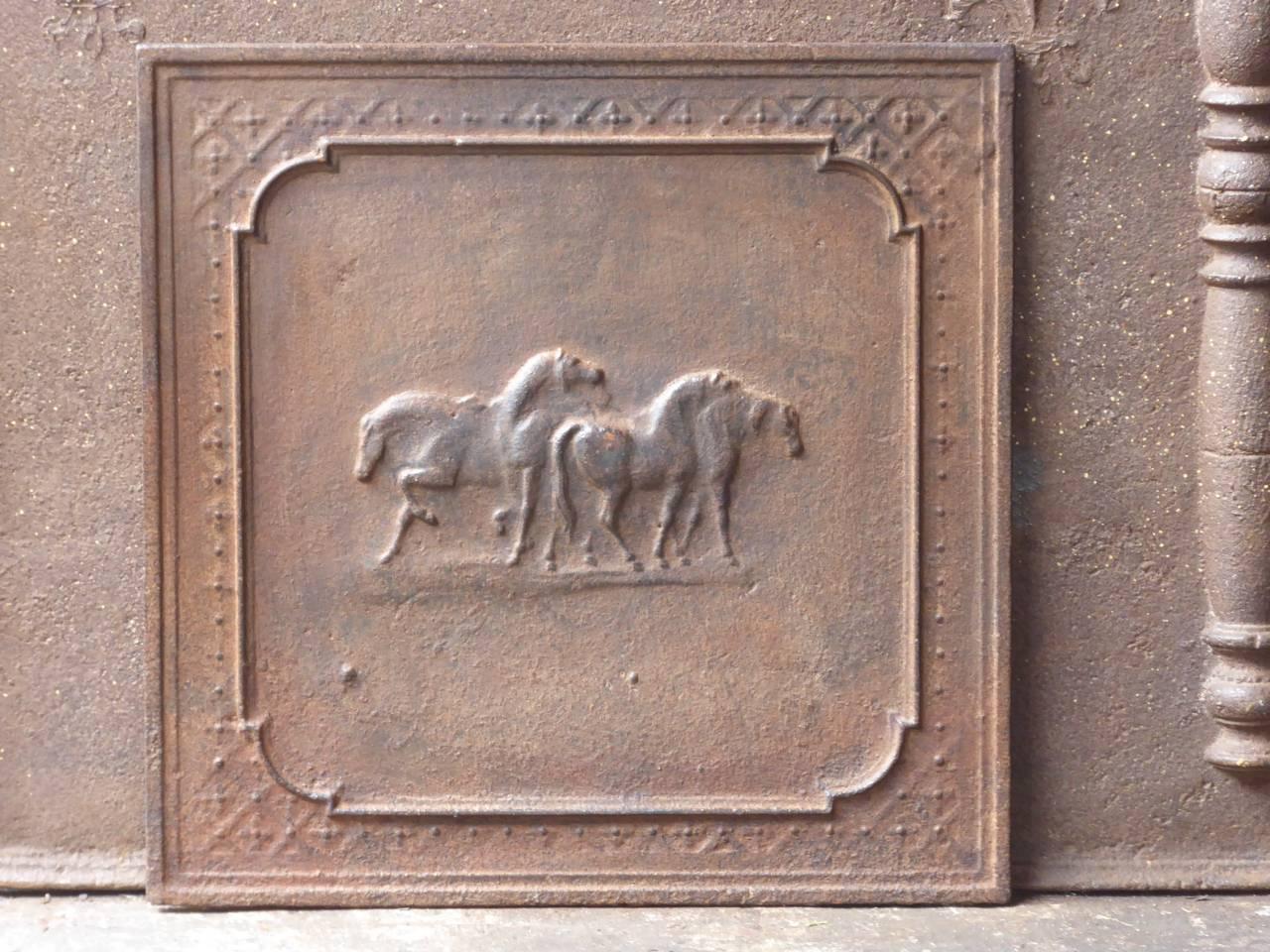 French Art Nouveau fireback with horses.