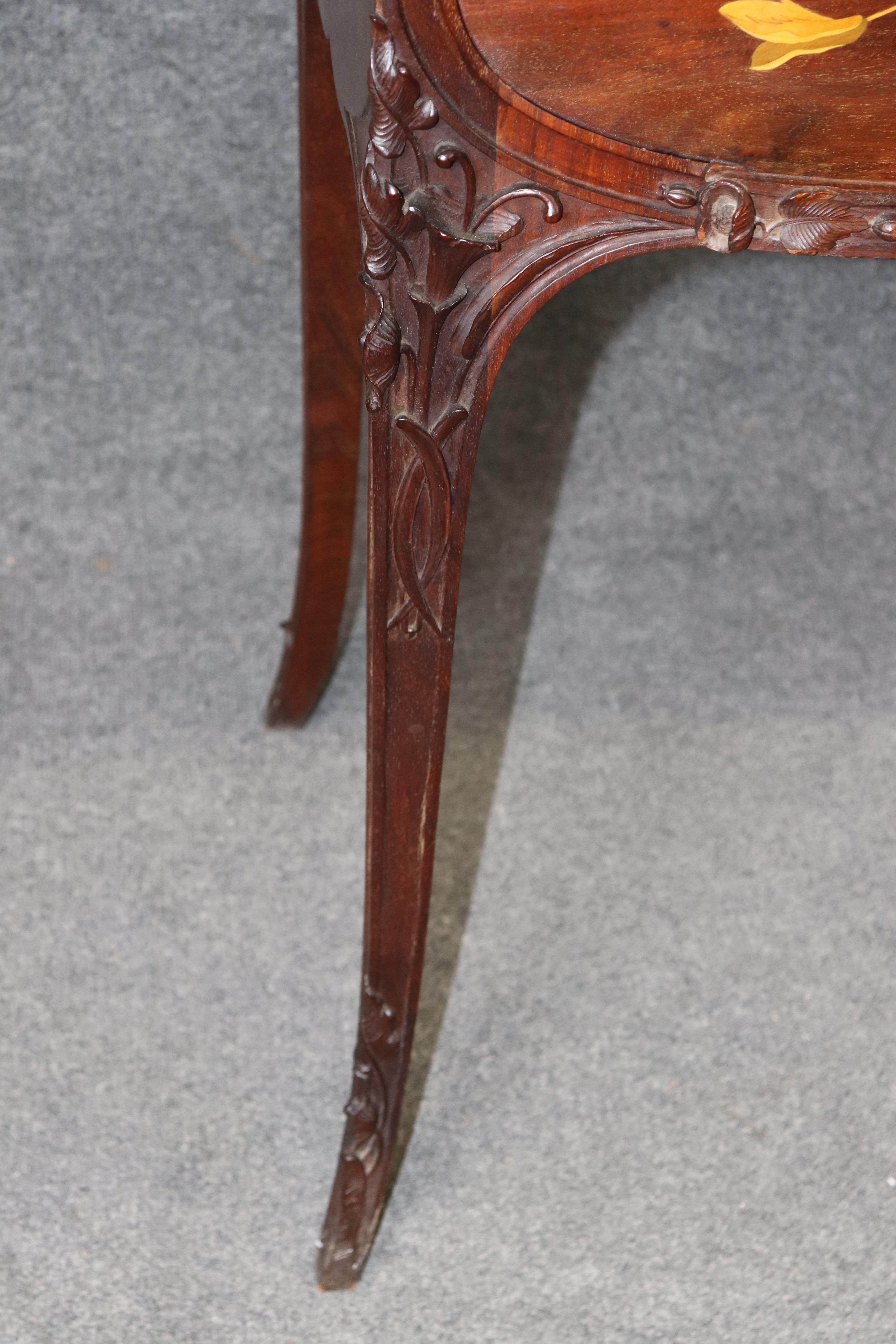 Vanità francese Art Nouveau intarsiata in noce e legno satinato da donna Galle in vendita 7
