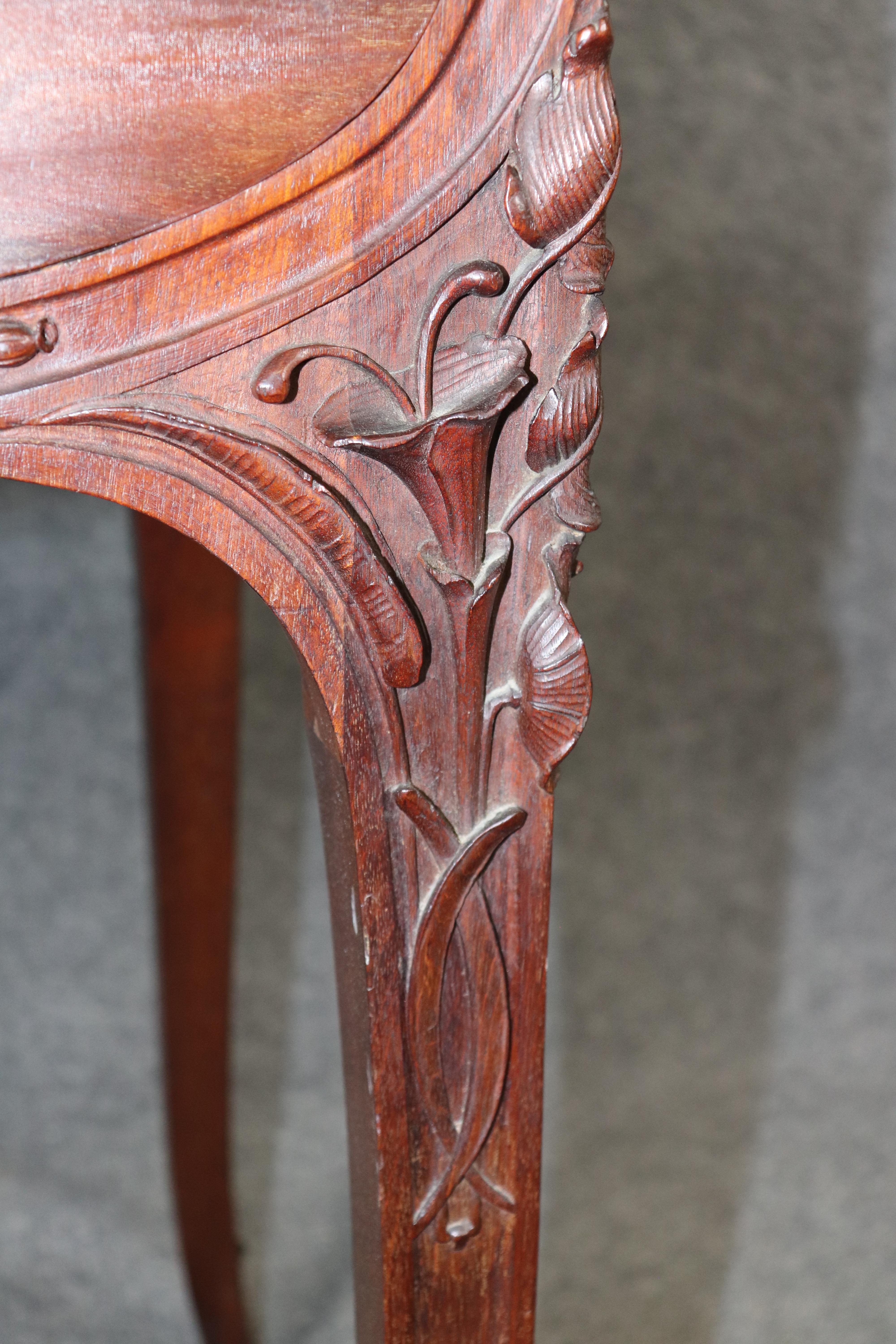 Vanità francese Art Nouveau intarsiata in noce e legno satinato da donna Galle in vendita 12