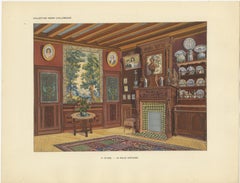 French Art Nouveau Interior Study with Delft Faience Collection, c.1900