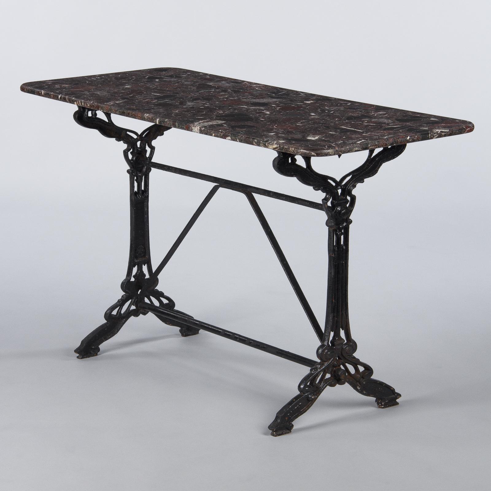 French Art Nouveau Iron and Marble Bistro Table, 1900s 4