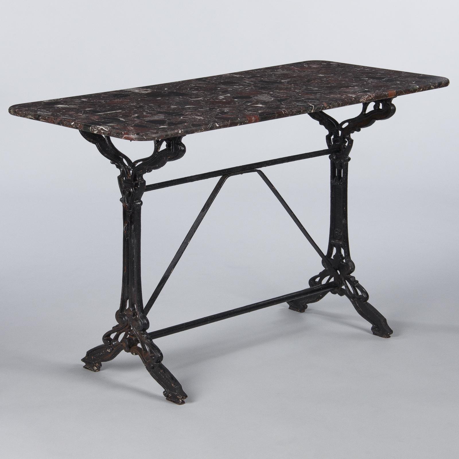French Art Nouveau Iron and Marble Bistro Table, 1900s 9