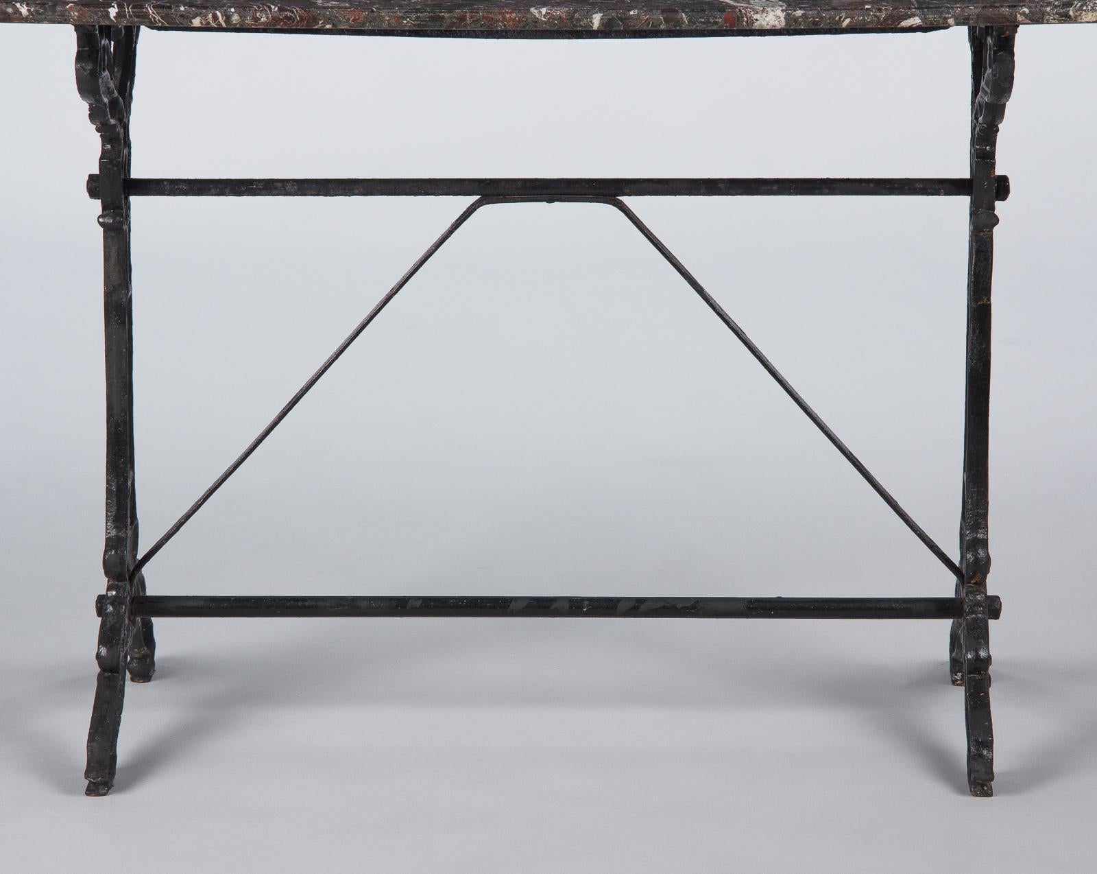 French Art Nouveau Iron and Marble Bistro Table, 1900s 2