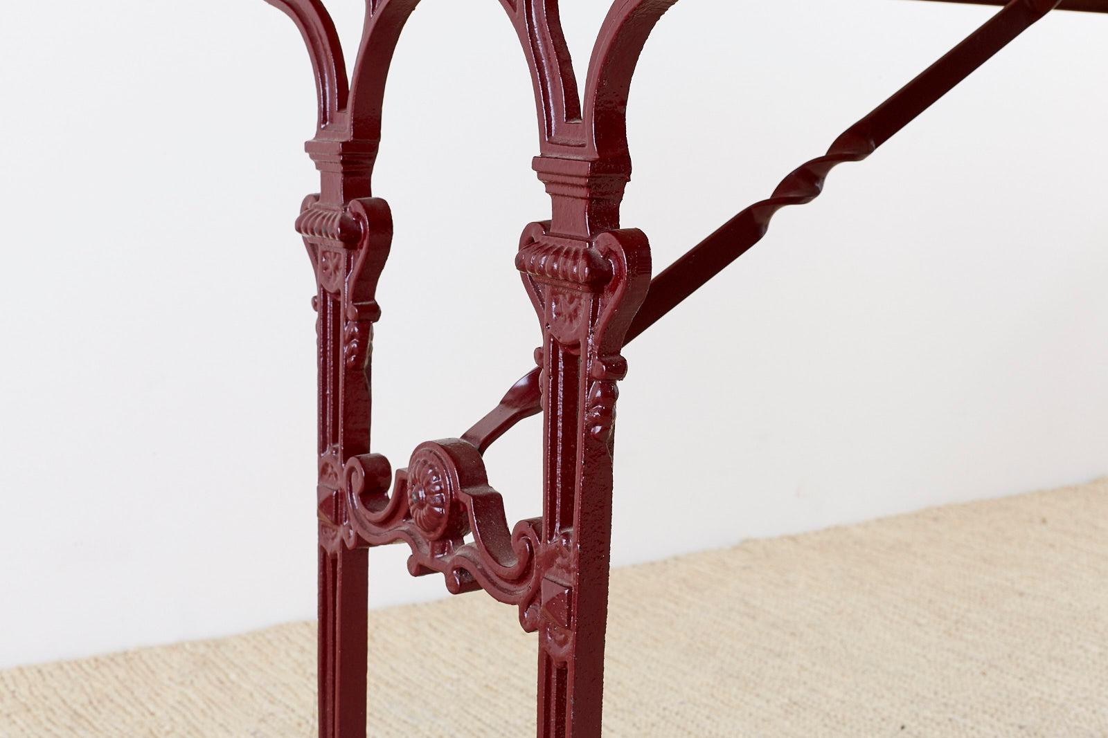 French Art Nouveau Iron and Marble Bistro Table 5