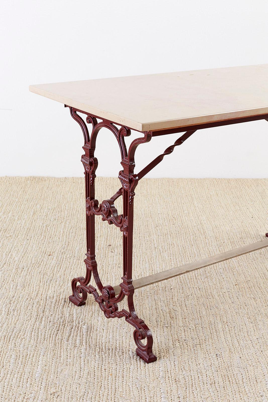 French Art Nouveau Iron and Marble Bistro Table 6
