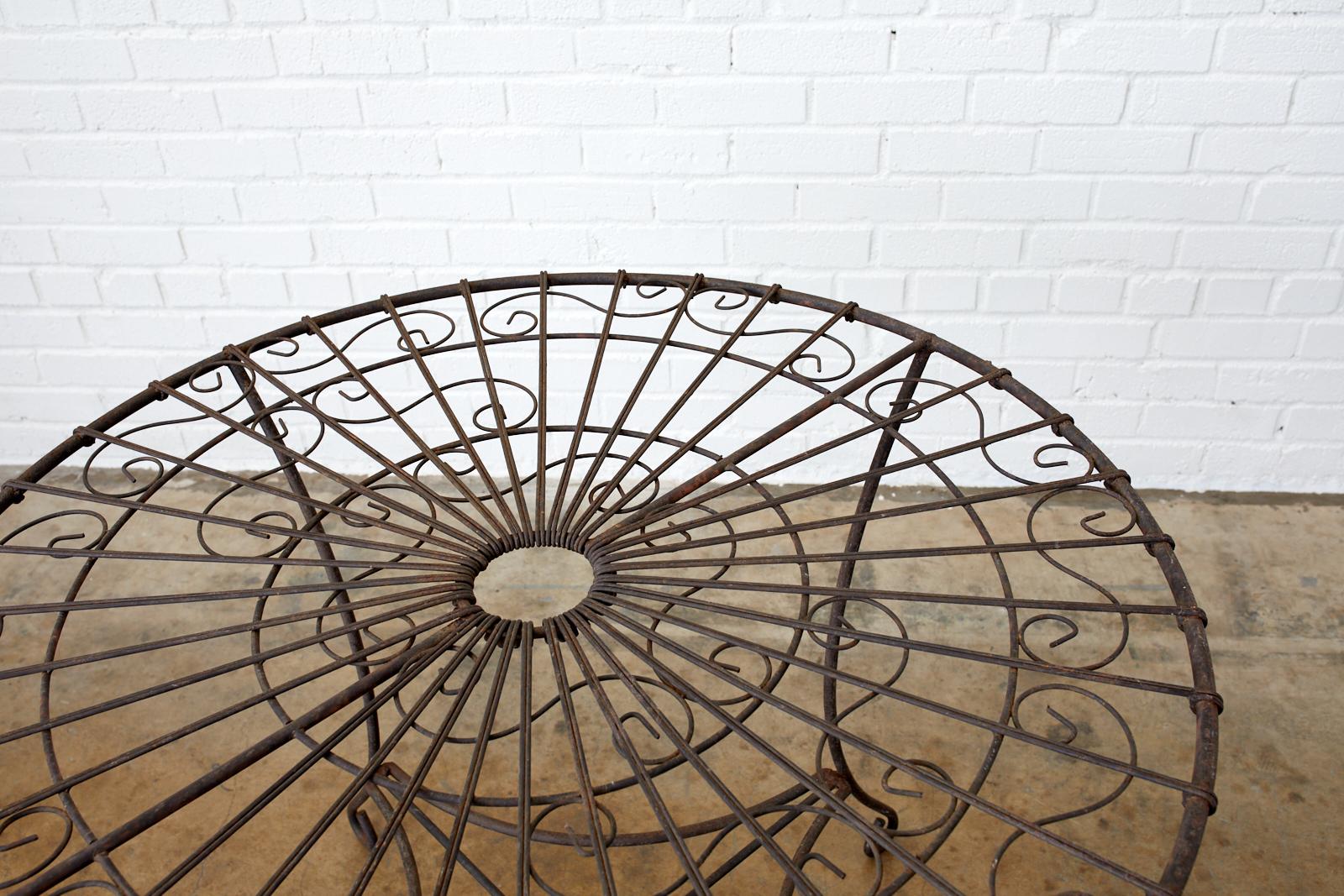 French Art Nouveau Iron and Wire Garden Table 3