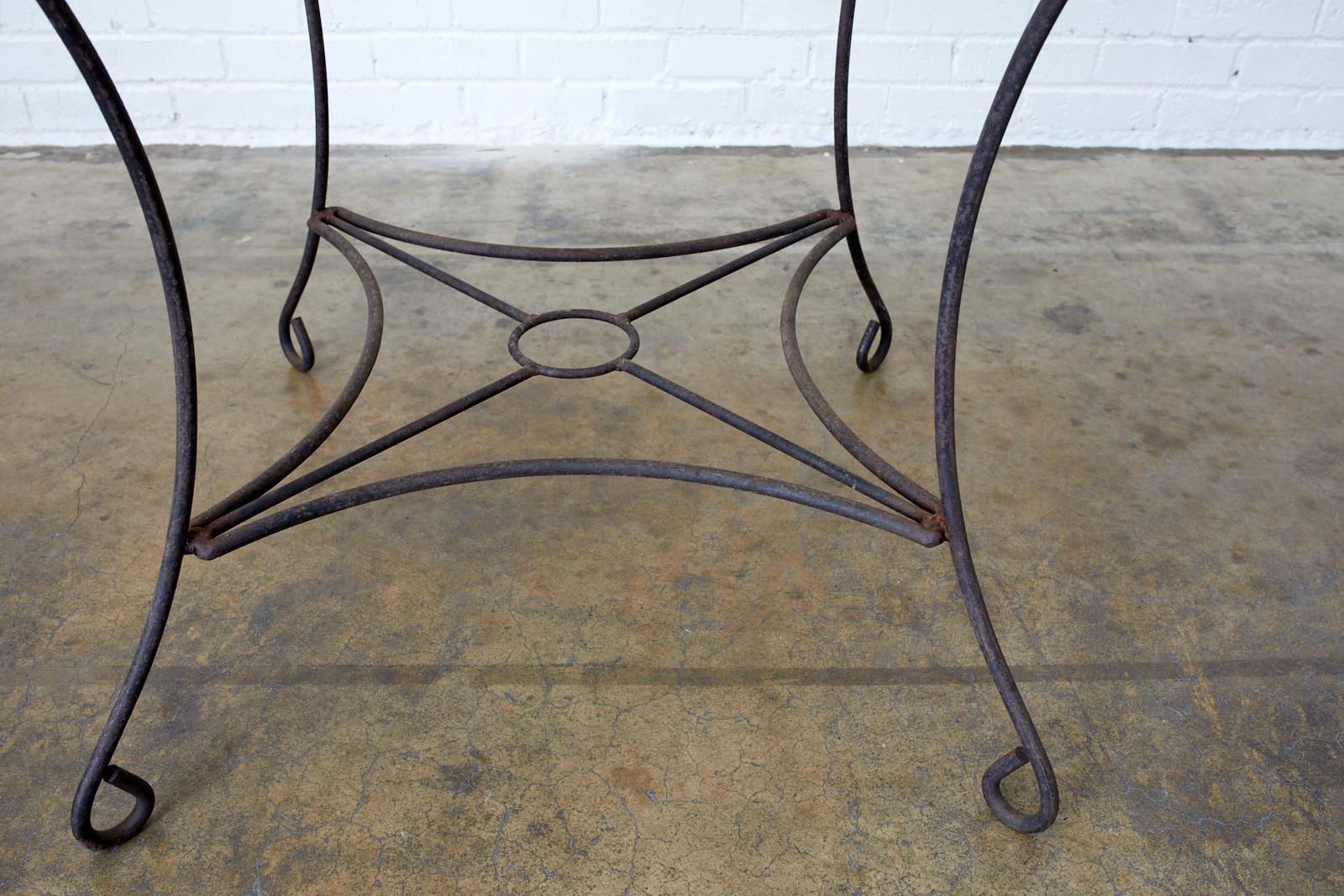 20th Century French Art Nouveau Iron and Wire Garden Table