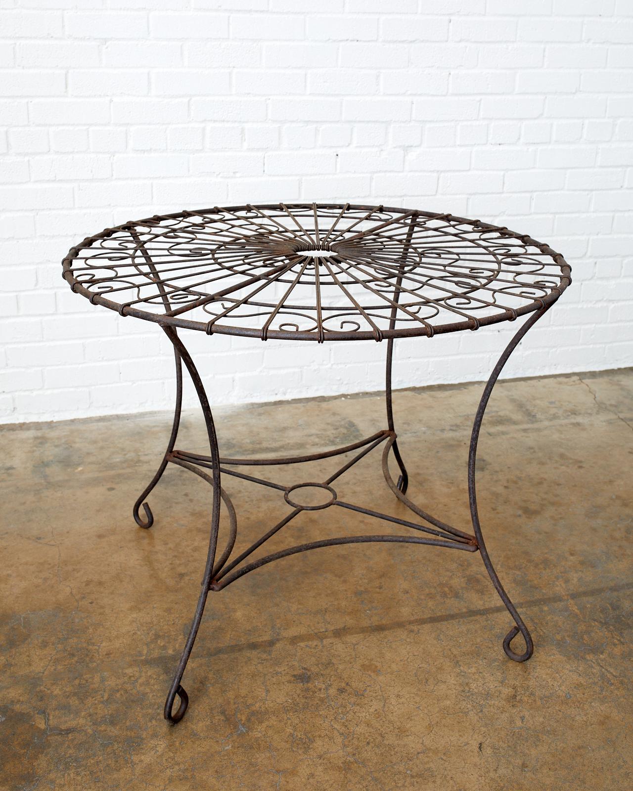 French Art Nouveau Iron and Wire Garden Table 1