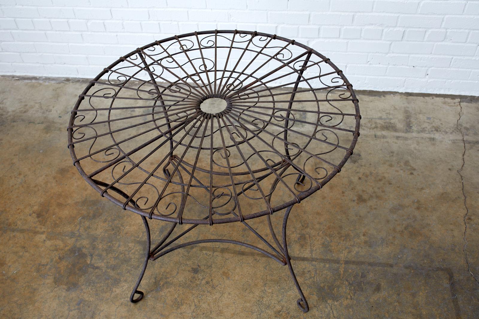 French Art Nouveau Iron and Wire Garden Table 2