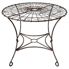 French Art Nouveau Iron and Wire Garden Table