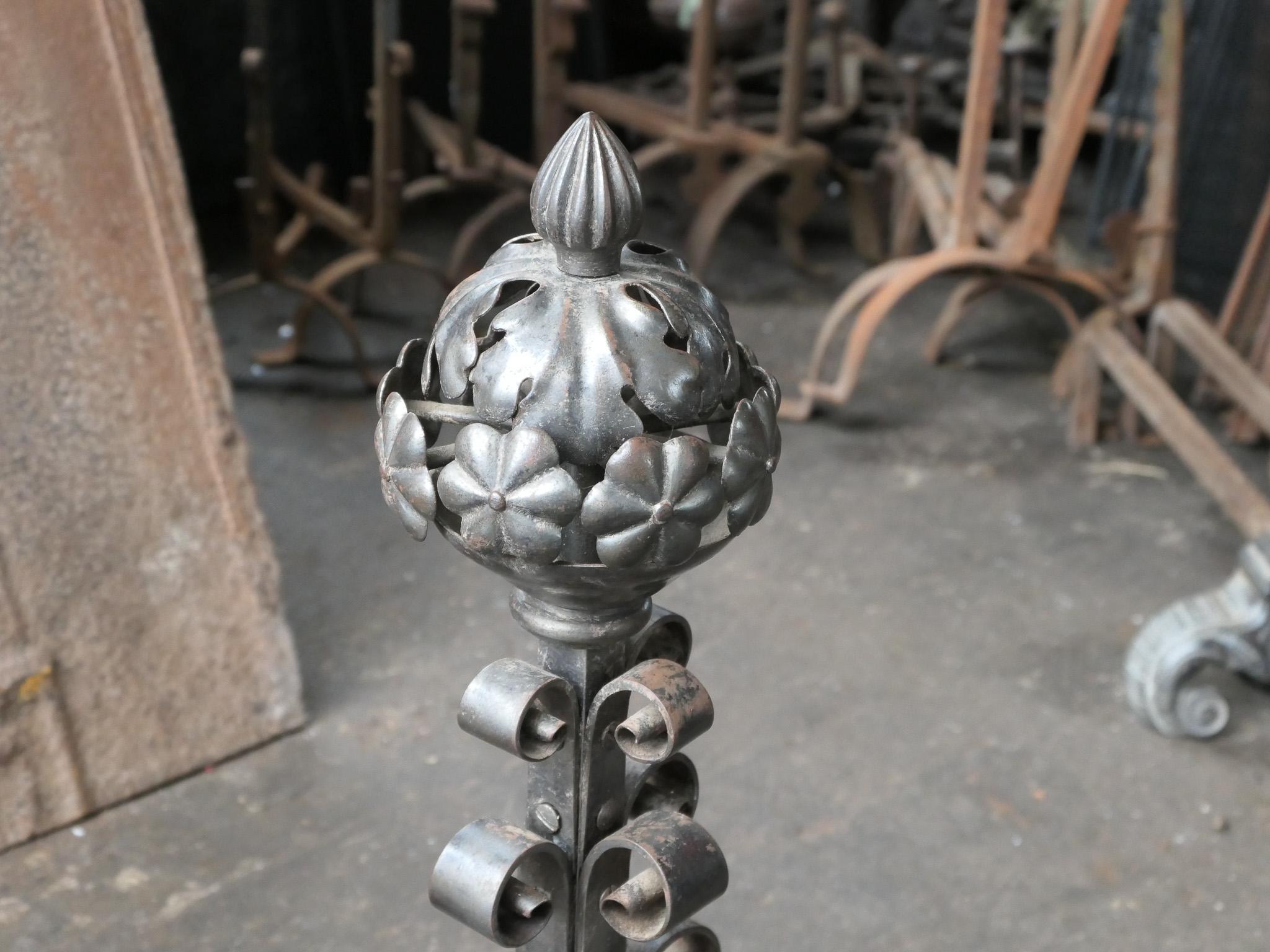 French Art Nouveau Iron Andirons For Sale 3