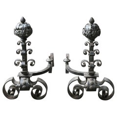 Andirones franceses de hierro Art Nouveau
