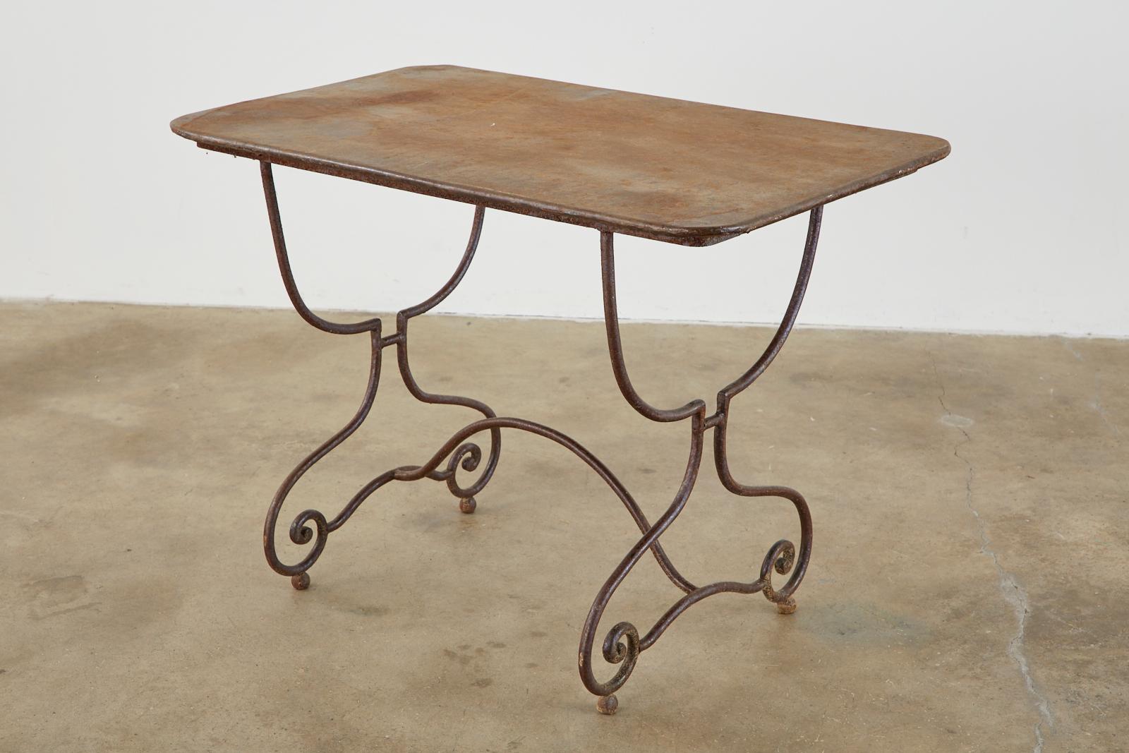20th Century French Art Nouveau Iron Bistro Dining Table