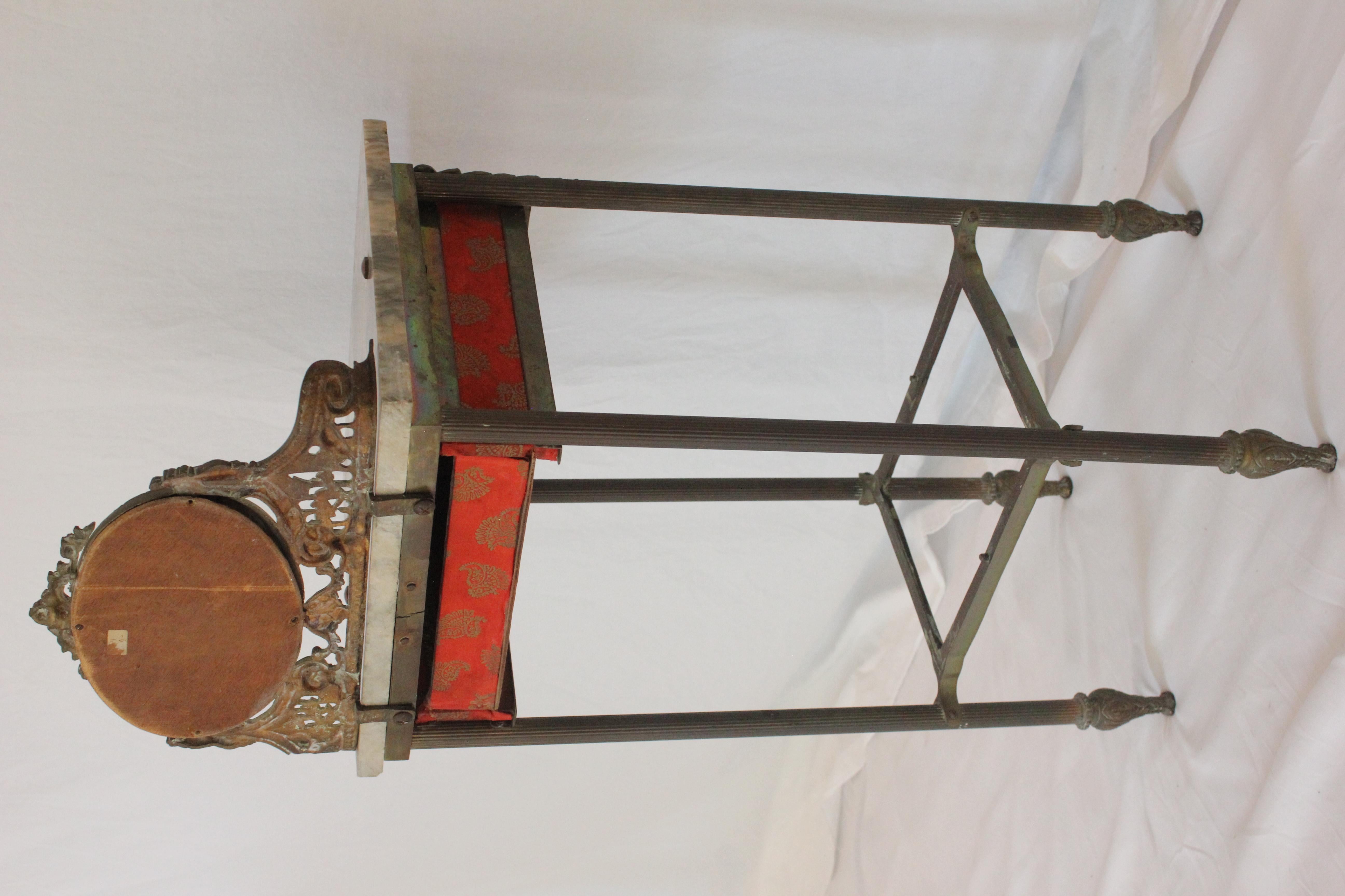 French Art Nouveau Iron, Brass & Marble Side Table W/ Mirror Early 20th Century  For Sale 6