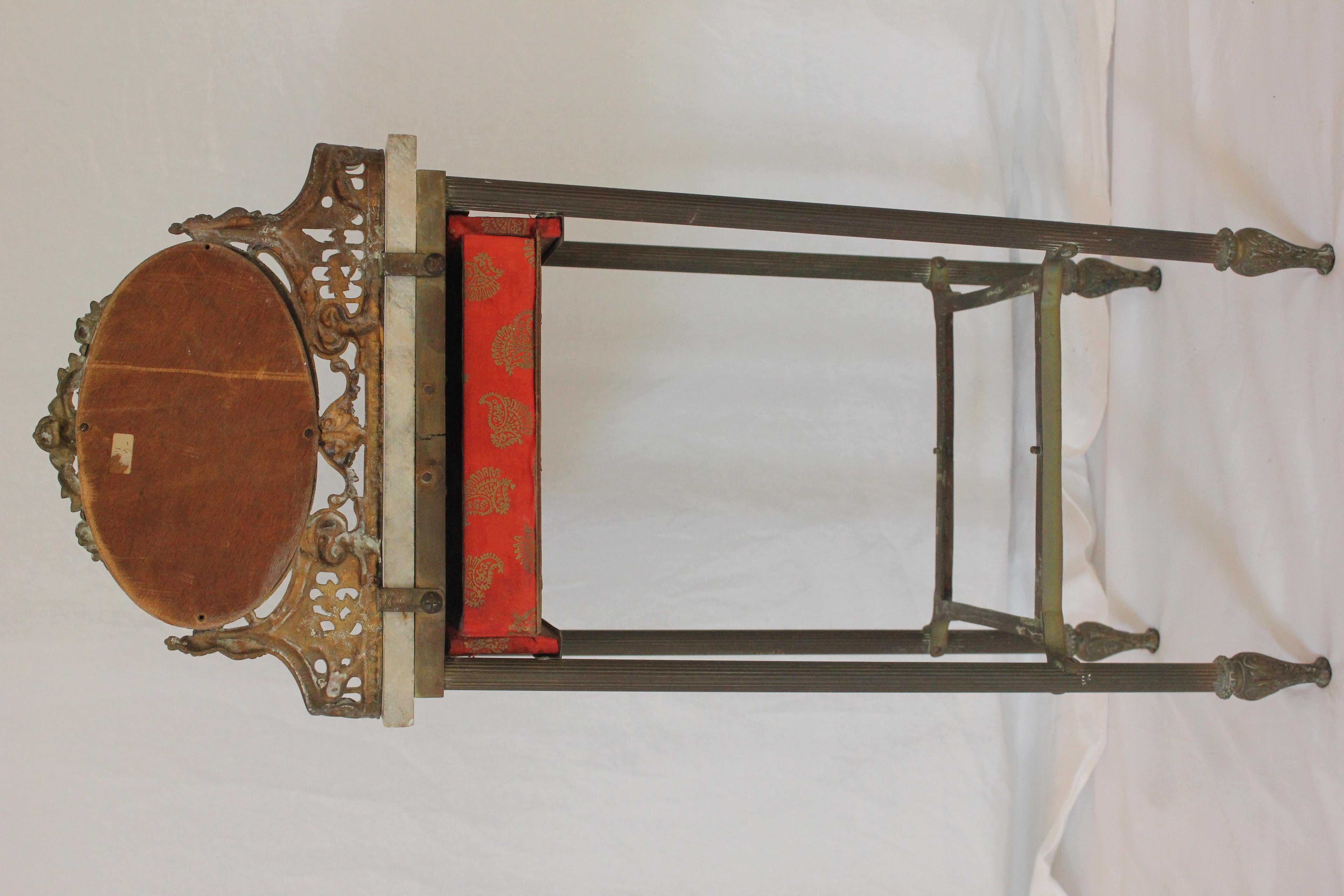 French Art Nouveau Iron, Brass & Marble Side Table W/ Mirror Early 20th Century  For Sale 5