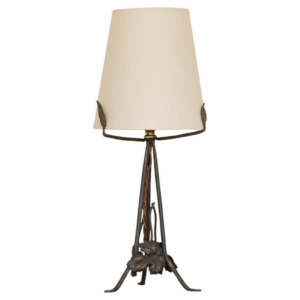 French Art Nouveau Iron Table Lamp