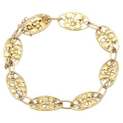 French Art Nouveau ivy leaves bracelet 18k gold, Art Nouveau jewel