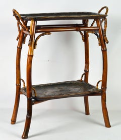 Table à thé Art Nouveau Japonaiserie en bambou de Perret et Vibert:: Paris