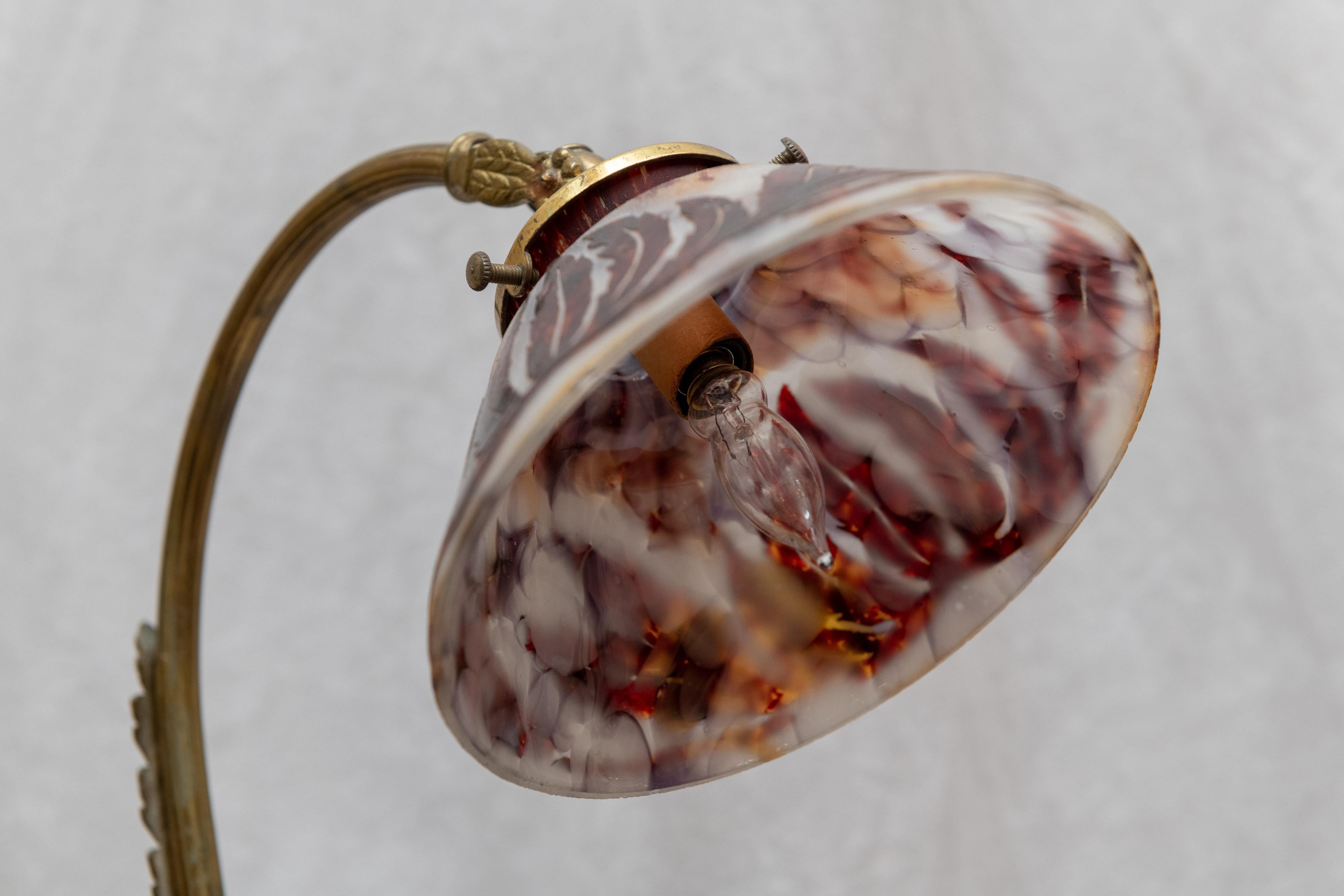 French Art Nouveau Lamp with Cameo Glass Shade 2