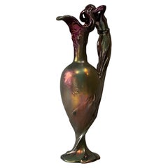 French Art Nouveau Large Pottery Vase Metallic Glaze by Delphine Massier Nude