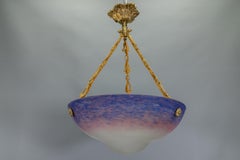 Pendentif en verre lavande Art Nouveau français par I. Muller Frères Lunéville, vers 1920