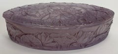 French Art Nouveau Lilac Molded Glass Jewelry Box, Attributed to Daum Nancy