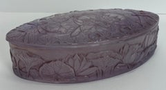 French Art Nouveau Lilac Molded Glass Jewelry Box, Attributed to Daum Nancy