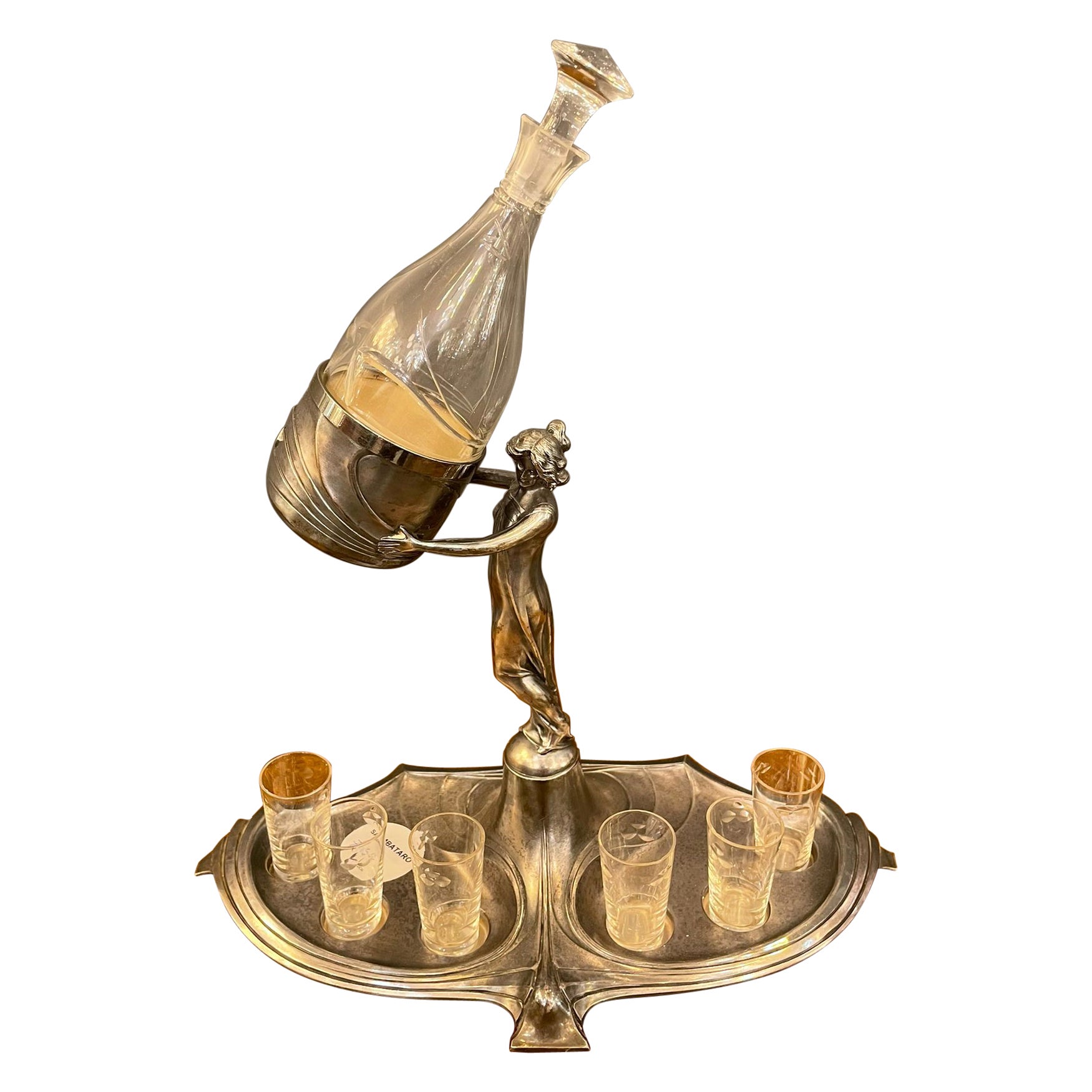 French Art Nouveau Liqueur Set, circa 1900